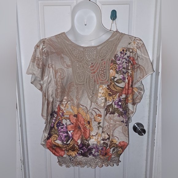 Style&Co Batwing Sleeve Knit Floral Top Sz XL - Picture 7 of 10